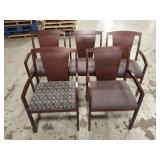 6 ARM CHAIRS- 4 MATCHING MATERIAL ONE IS