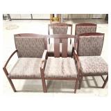 5 CHAIRS- MATCHING UPOLSTERY - WOOD