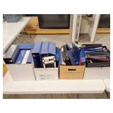 4 BOXES OF THREE RING BINDERS