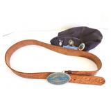 MILITARY BERET AND BELT WITH ARMY BUCKLE