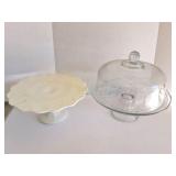 CAKE STAND WITH TOP AND MILK GLASS CAKE STAND