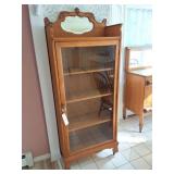 GLASS FRONT CHINA CABINET- MIRRORED TOP