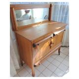 CURLY OAK BUFFET- WITH GLASS TOP