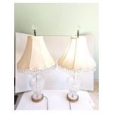 PAIR OF MATCHING CRYSTAL LAMPS WITH SHADES