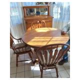 OAK TABLE AND FOUR CHAIRS