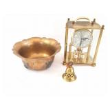HAMILTON H CLOCK- BRASS BELL AND ORNATE BOWL