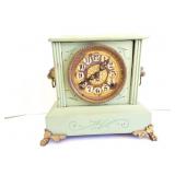 WOODEN LIONS HEAD CLOCK- WOODEN- WITH KEY