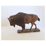 HAND CARVED WOODEN BUFFALO-BISON- APPROXIMATELY 9