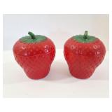 STRAWBERRY VINTAGE GLASSWARE- 2 ITEMS WITH LIDS