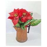 COPPER POT- WITH ARTIFICIAL FLOWERS