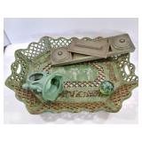 WOODEN DECOR TRAY- CAST BABY CLOCK HOLDER AND
