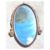 VERY ORNATE HAND CARVED OVAL MIRROR