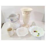 WEDGEWOOD VASE AND OTHER GLASSWARE ITEMS