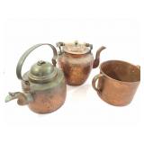 2 COPPER KETTLES AND COPPER POT