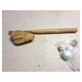 LOUISVILLE SLUGGER- MITT AND BALLS