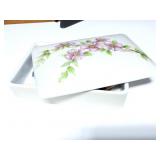 HAND PAINTED AND SIGNED JEWLERY BOX AND CONTENTS