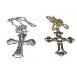 2 CROSS PENDANTS WITH CHAINS