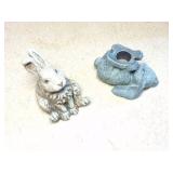 2 RABBITS- ONE CONCRETE AND ONE PLASTIC