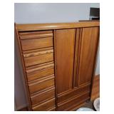 HEAVY WOODEN WARDROBE AND ALL CONTENTS