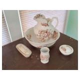PITCHER AND BASIN- WITH 3 OTHER ITEMS