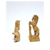 2 - HAND CARVED WOODEN HORSES