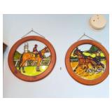 2- STAINED GLASS RACE HORSE WALL HANGINGS