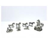 9 - PEWTER SMALL HORSE STATUES