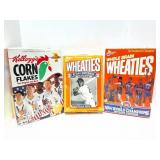 CEREAL BOXES WITH SPORTS TEAMS AND PLAYERS ON