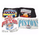 DETROIT PISTONS- VINTAGE SHIRTS- 3 LARGES AND BAD