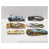 6- WILDLIFE THEMED FOLDING KNIVES