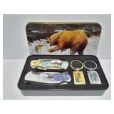 BROWN BEAR KNIVES AND KEY CHAIN SET- IN METAL