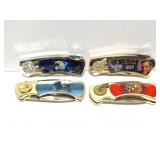 4 FOLDING KNIVES- 2 EAGLE,  ELVIS PRESLEY AND