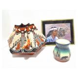 NATIVE AMERICAN DECOR- POTTERY- WALL HANGING AND