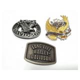 3 HARLEY DAVIDSON BELT BUCKLES