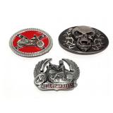 3 BIKER BELT BUCKLES