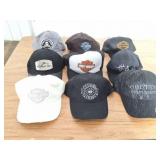 HARLEY AND BIKER VINTAGE HATS- 9 HATS