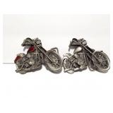 2- 1979 BRASSWORKS- MOTORCYCLE BELY BUCKLES- ON