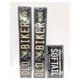HARLEY SOFT TAIL VANITY PLATE AND A PAIR OF OLD