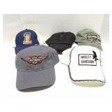 HARLEY DAVIDSON- 5 VINTAGE HATS