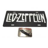 LED- ZEPPELIN- BELT BUCKLE AND LICENSE PLATE