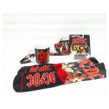 AC/DC- ITEMS- COFFEE MUG, VINTAGE SOCKS-