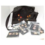 DETROIT RED WINGS- PINS AND BAG- LARGE VARIETY O