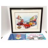 OLD TWON ITEMS- DRAMED PICTURE- AND TWO LICENSE