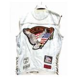 DIAMOND PLATE- VINTAGE- DENIM VEST WITH BIKER