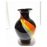 TOYO- VASE -  MADE IN JAPAN- BLACK - ORANGE