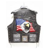 DIAMOND PLATE- BUFFALO LEATHER- VINTAGE VEST-