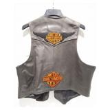 KERR LEATHER VINTAGE VEST- HARLEY PATCHES ON BACK