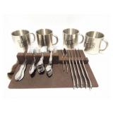 STAINLESS STEEL FLAT WARE  AND 4 EAT RIDE SLEEP