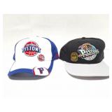 DETROIT PISTONS- 2-VINTAGE HATS WITH PINS