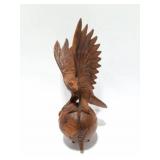 HAND CARVED WOODEN EAGLE ON GLOBE